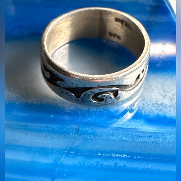 STERLING SILVER BAND RING ABSTRACT DESIGN WEDDING ENGAGEMENT 9’ 6.3g 4030 P - Picture 10 of 10